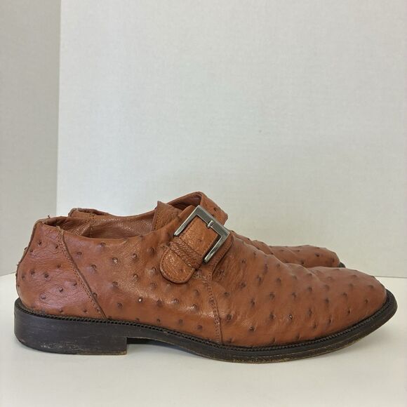 Coleoni Italy Men’s 8 Ostrich Leather Monk Strap Dress Shoes Brown main image 10